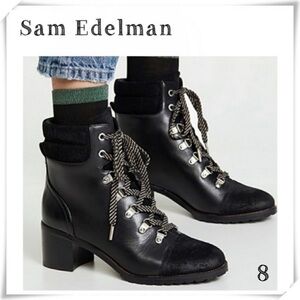 SAM Edelman Manchester Ankle Lace up Hiking Boot in Black Size 8
